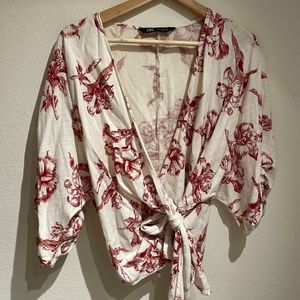 Zara linen floral women's blouse size small
